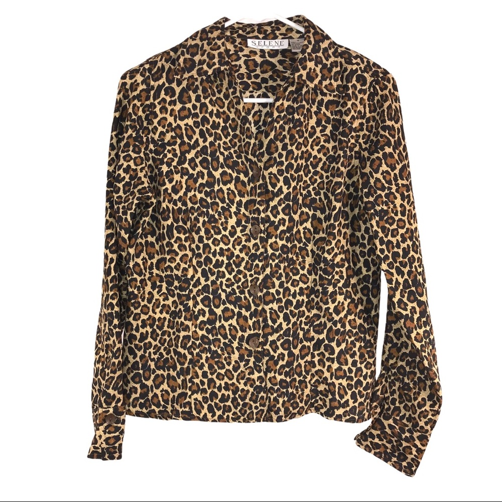 Y2K Fabulous Leopard Metallic Shimmer Shirt